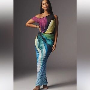 AFRM Biona Asymmetrical Mesh Maxi Dress - Size XS